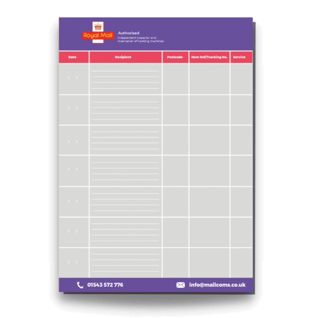 Royal Mail’s Special Delivery & Signed For Posting Record Booklet